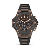 Cerruti 1881 Lucardo Gents Chronograph Brown IP Case Brown Dial Rose Gold Elements Two-Tone Silicone Strap Watch