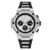Cerruti 1881 Lucardo Chronograph Gents White Dial, Two-Tone Stainless Steel and Black Case  with Black Silicon Strap Watch