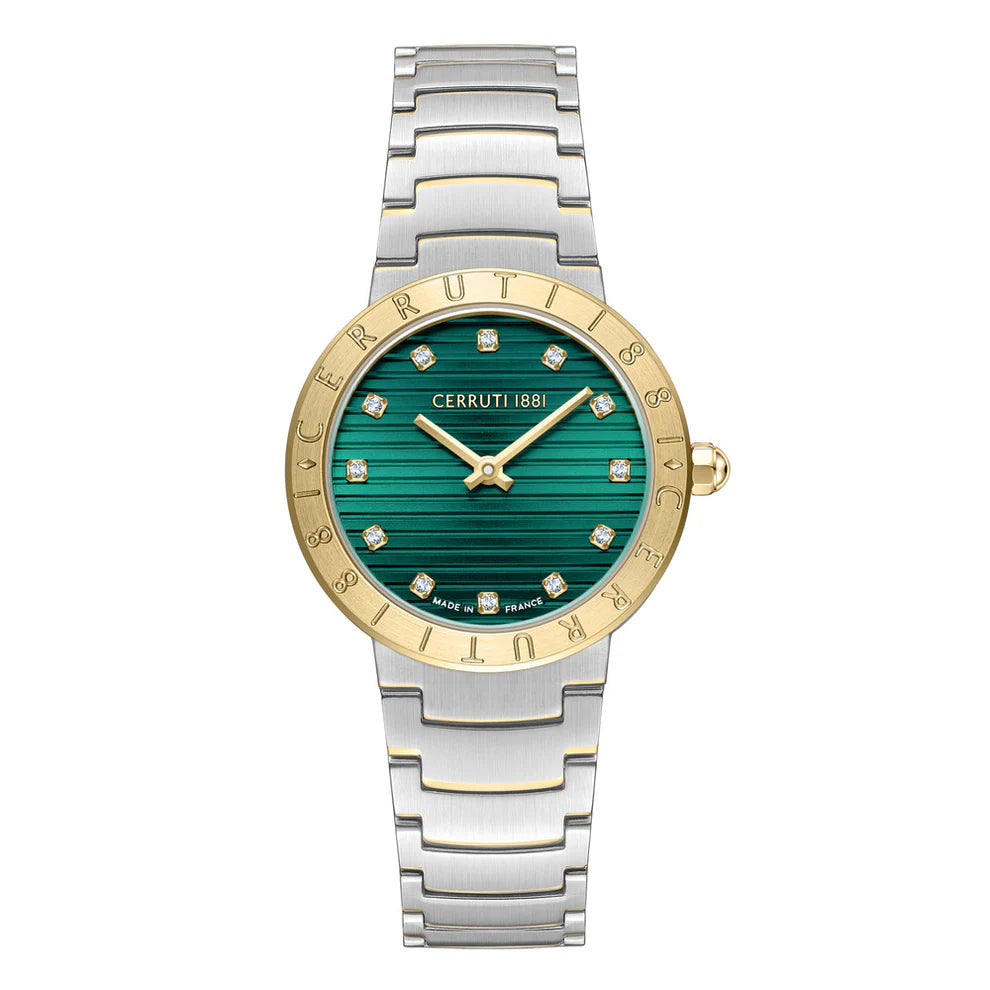 Cerruti 1881 Filiano Ladies Green Dial Gold Bezel Silver Stainless Steel Bracelet Watch | GCC | Watch | Watches | Women | Womens | Womens Watches Cerruti 1881 Filiano Ladies Green Dial Gold Bezel Silver Stainless Steel Bracelet Watch | GCC | Watch | Watches | Women | Womens | Womens Watches