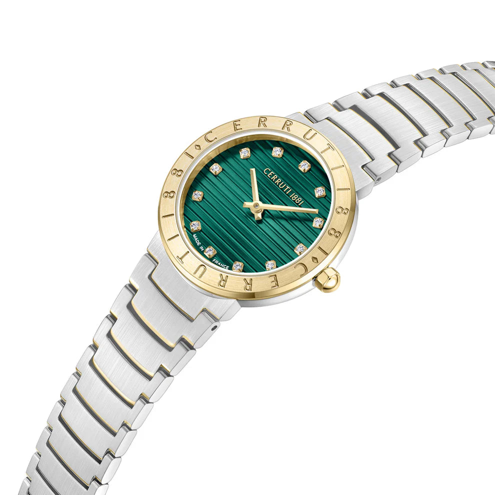 Cerruti 1881 Filiano Ladies Green Dial Gold Bezel Silver Stainless Steel Bracelet Watch | GCC | Watch | Watches | Women | Womens | Womens Watches Cerruti 1881 Filiano Ladies Green Dial Gold Bezel Silver Stainless Steel Bracelet Watch | GCC | Watch | Watches | Women | Womens | Womens Watches