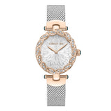 Cerruti 1881 Nemi Ladies White Dial Rose Gold Case Silver Mesh Strap Watch