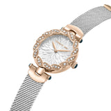 Cerruti 1881 Nemi Ladies White Dial Rose Gold Case Silver Mesh Strap Watch