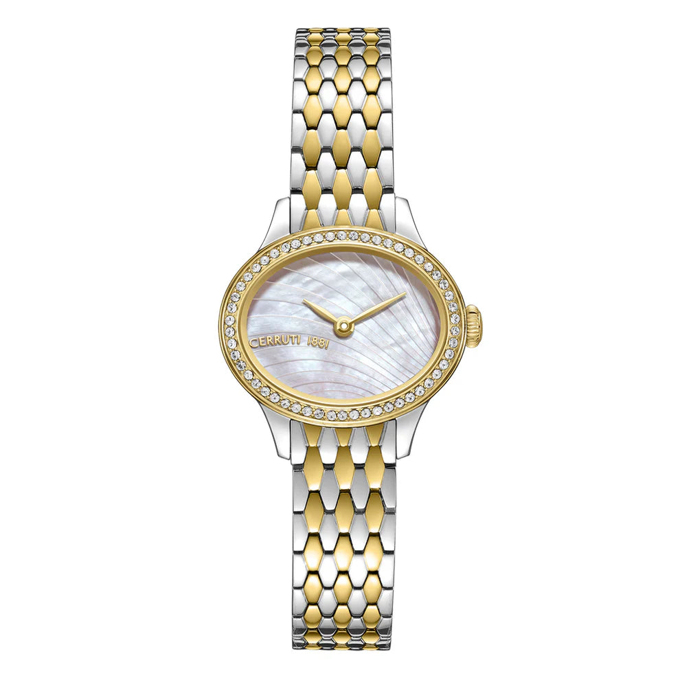 Cerruti 1881 Nemi Ladies Oval White MOP Dial Crystal Bezel Two-Tone Stainless Steel Bracelet Watch | departure-to-desk | Fashion Watches | new-season-2025 | Watch | Watches | Women | Womens | Womens Watches Cerruti 1881 Nemi Ladies Oval White MOP Dial Crystal Bezel Two-Tone Stainless Steel Bracelet Watch | departure-to-desk | Fashion Watches | new-season-2025 | Watch | Watches | Women | Womens | Womens Watches