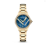 Cerruti Jesina Ladies Blue Puzzle Dial Gold Plated Watch