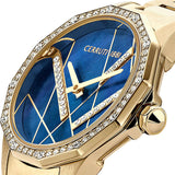 Cerruti Jesina Ladies Blue Puzzle Dial Gold Plated Watch