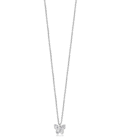 Luca Barra Ladies Steel Necklace with Butterfly and White Crystals