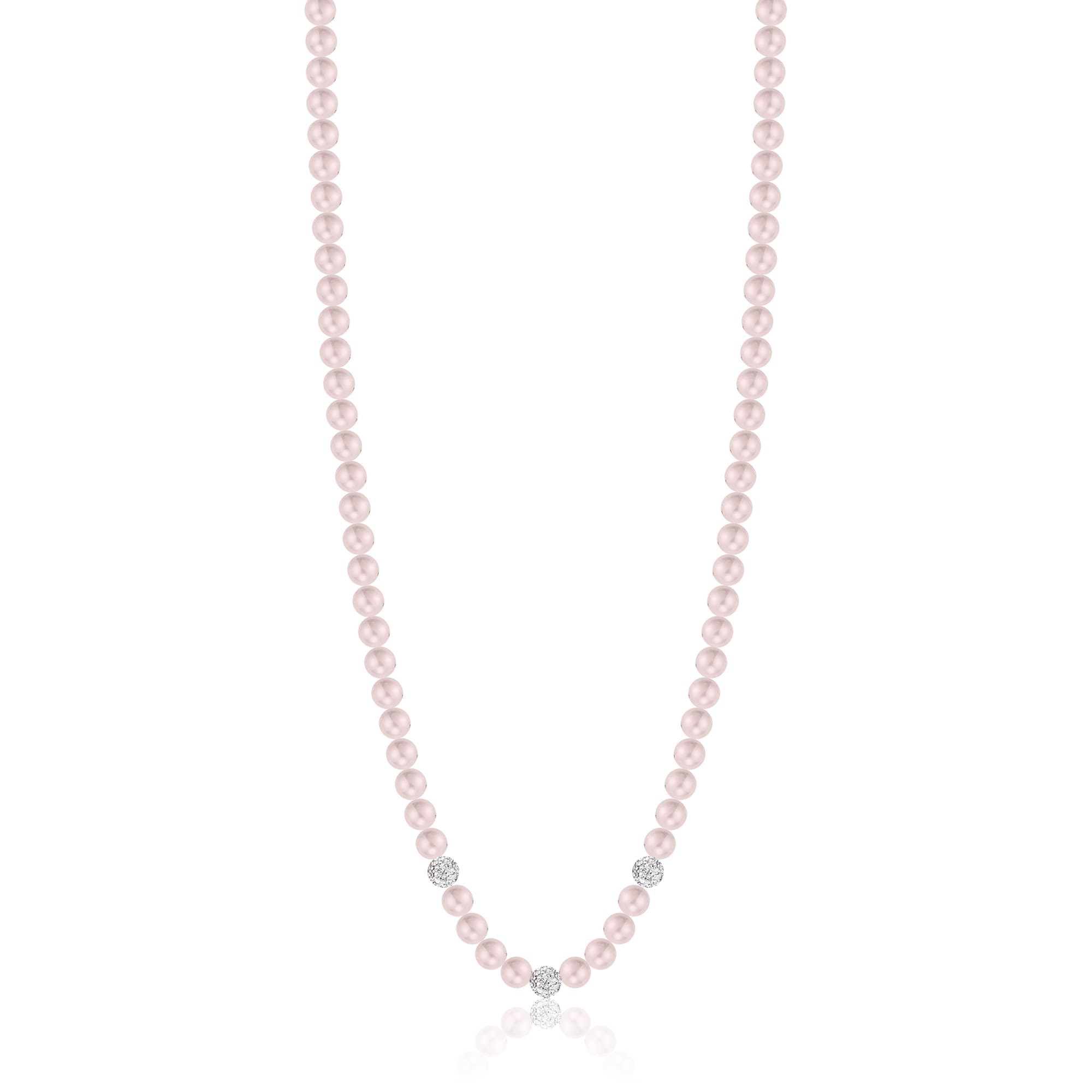Luca Barra Ladies Pink Pearl Necklace With White Crystals | Fashion Jewellery | Necklace | Necklace With Pendant | Women | Women Necklaces | Womens