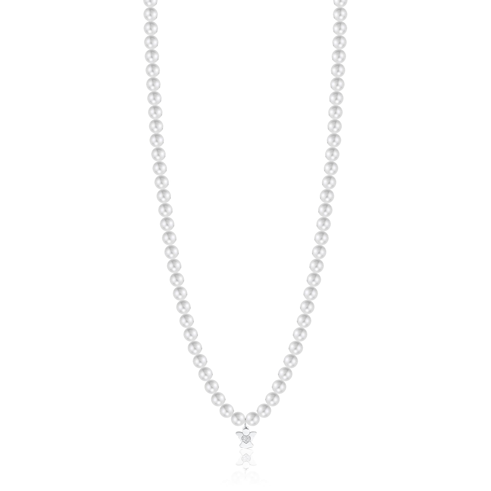 Luca Barra Ladies White Pearl Necklace with Angel | Fashion Jewellery | Necklace | Necklace With Pendant | Women | Women Necklaces | Womens