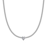 Luca Barra Ladies Steel Necklace With White Crystals And Crystal Heart