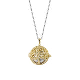 Luca Barra Necklace Calling Angels In Steel With Tree Of Life In Ip Gold Metal