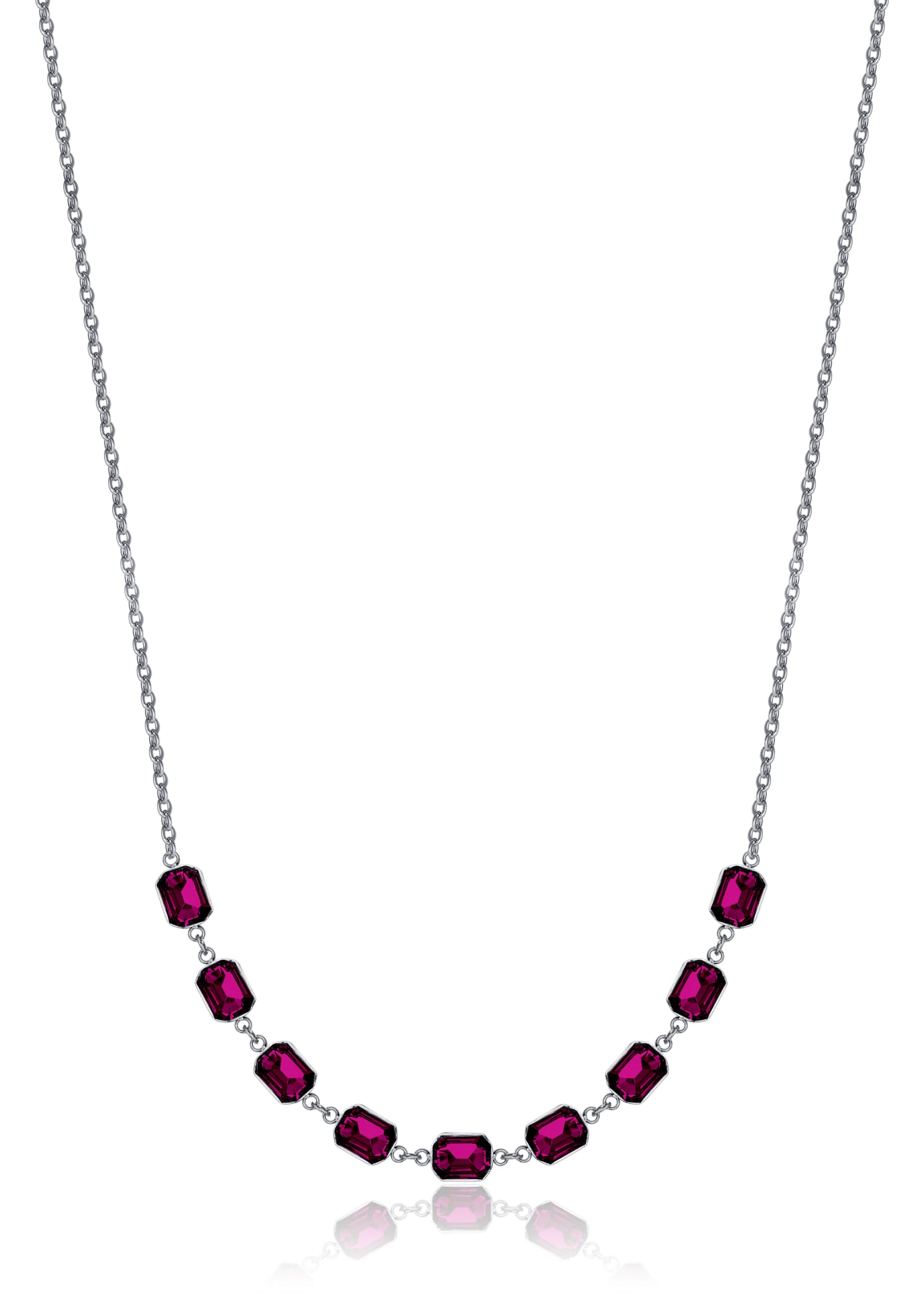 Luca Barra Ladies Steel Necklace with Fuchsia Crystals | Fashion Jewellery | Necklace | Necklace With Pendant | Women | Women Necklaces | Womens