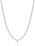 Luca Barra Ladies Necklace in Steel with Pearls with White Crystal