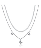 Luca Barra Ladies Steel Necklace With Butterflies and White Crystals