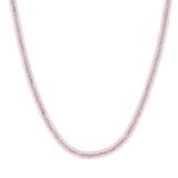 Luca Barra Ladies Tennis Necklace In Steel With Pink Crystals
