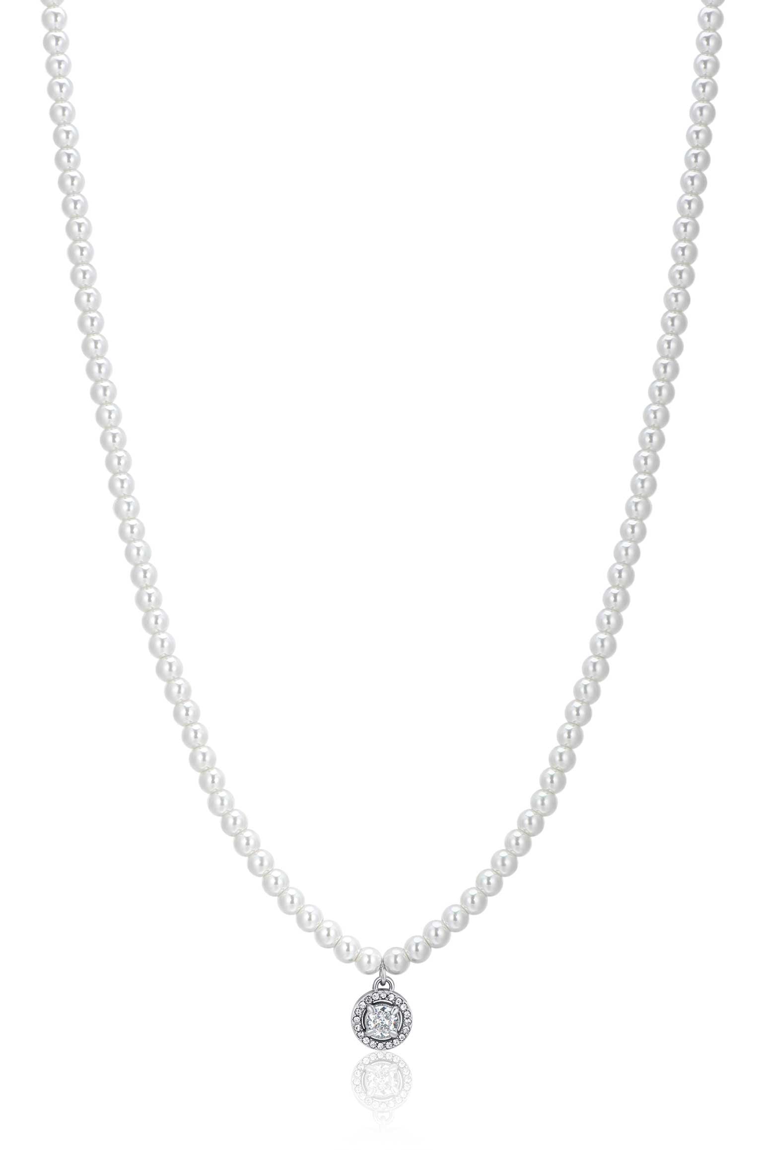 Luca Barra Ladies Necklace In Steel Pearls And White Zircon | Fashion Jewellery | Necklace | Necklace With Pendant | Women | Women Necklaces | Womens