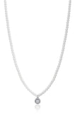 Luca Barra Ladies Necklace In Steel Pearls And White Zircon