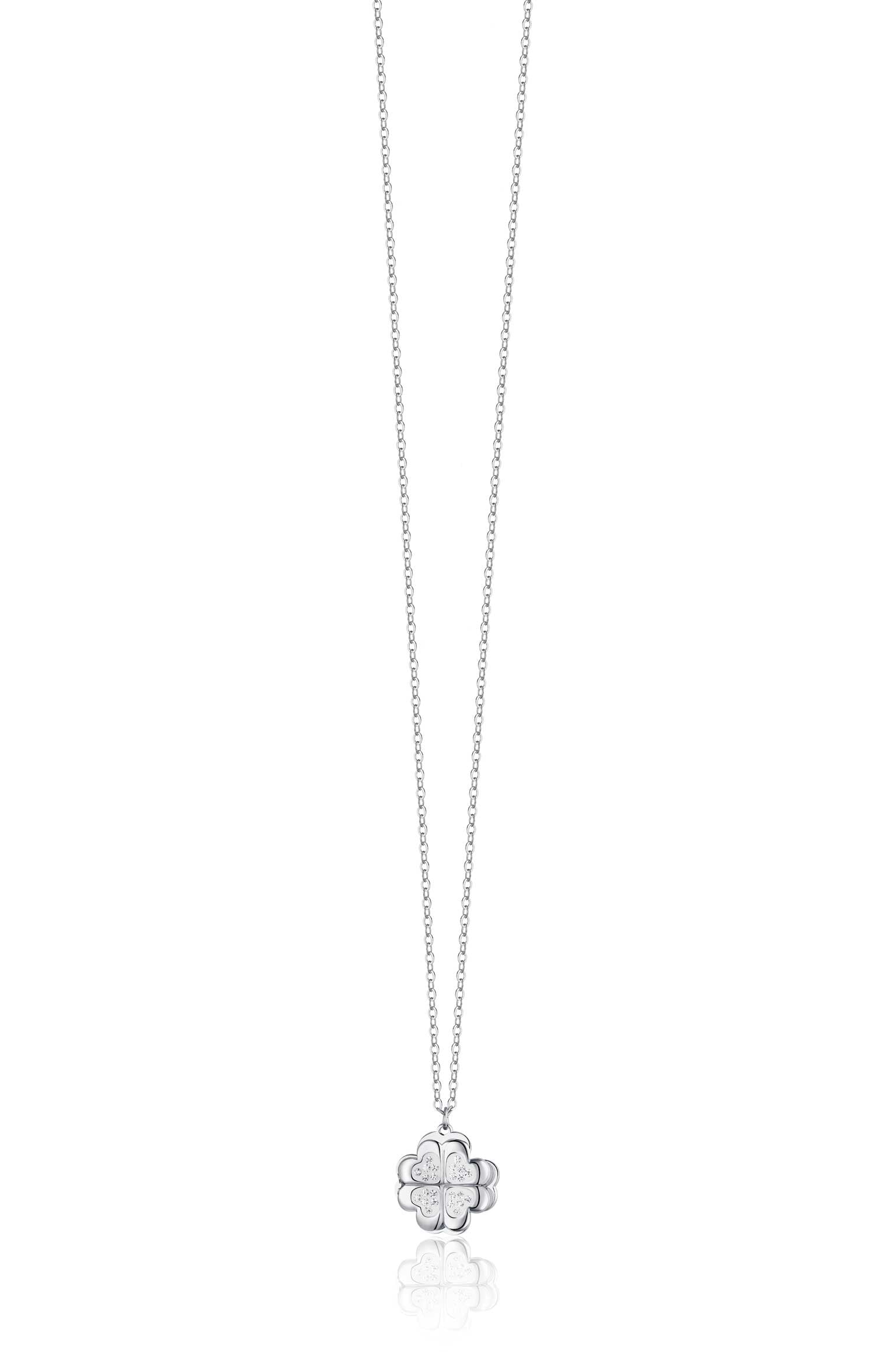 Luca Barra Ladies Steel Necklace with Rotating Four-Leaf Clover | Fashion Jewellery | Necklace | Necklace With Pendant | Women | Women Necklaces | Womens