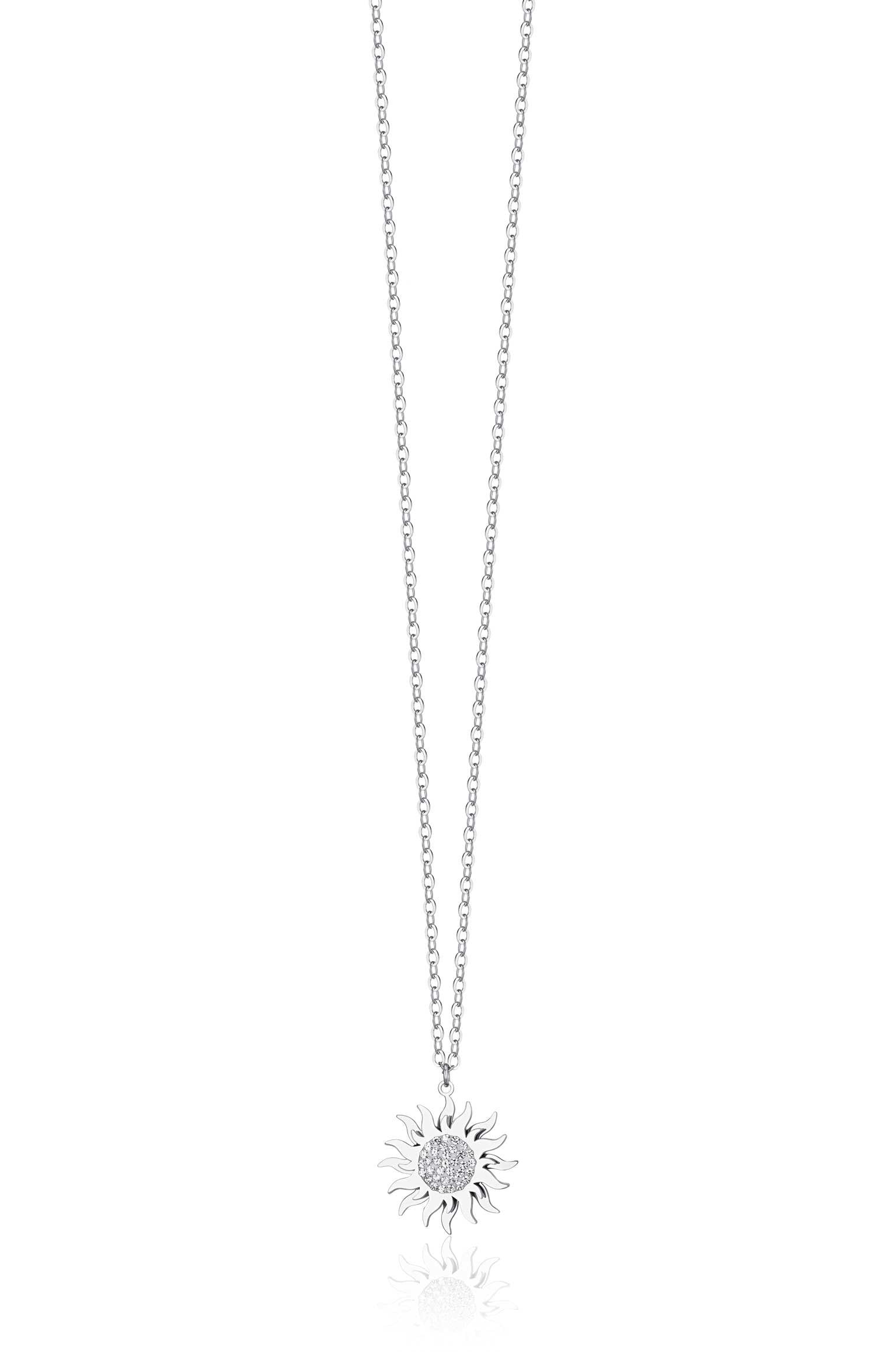 Luca Barra Ladies Steel Necklace with Rotating Sun | Fashion Jewellery | Necklace | Necklace With Pendant | Women | Women Necklaces | Womens