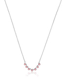Luca Barra Ladies Necklace in Steel with Pink Crystals
