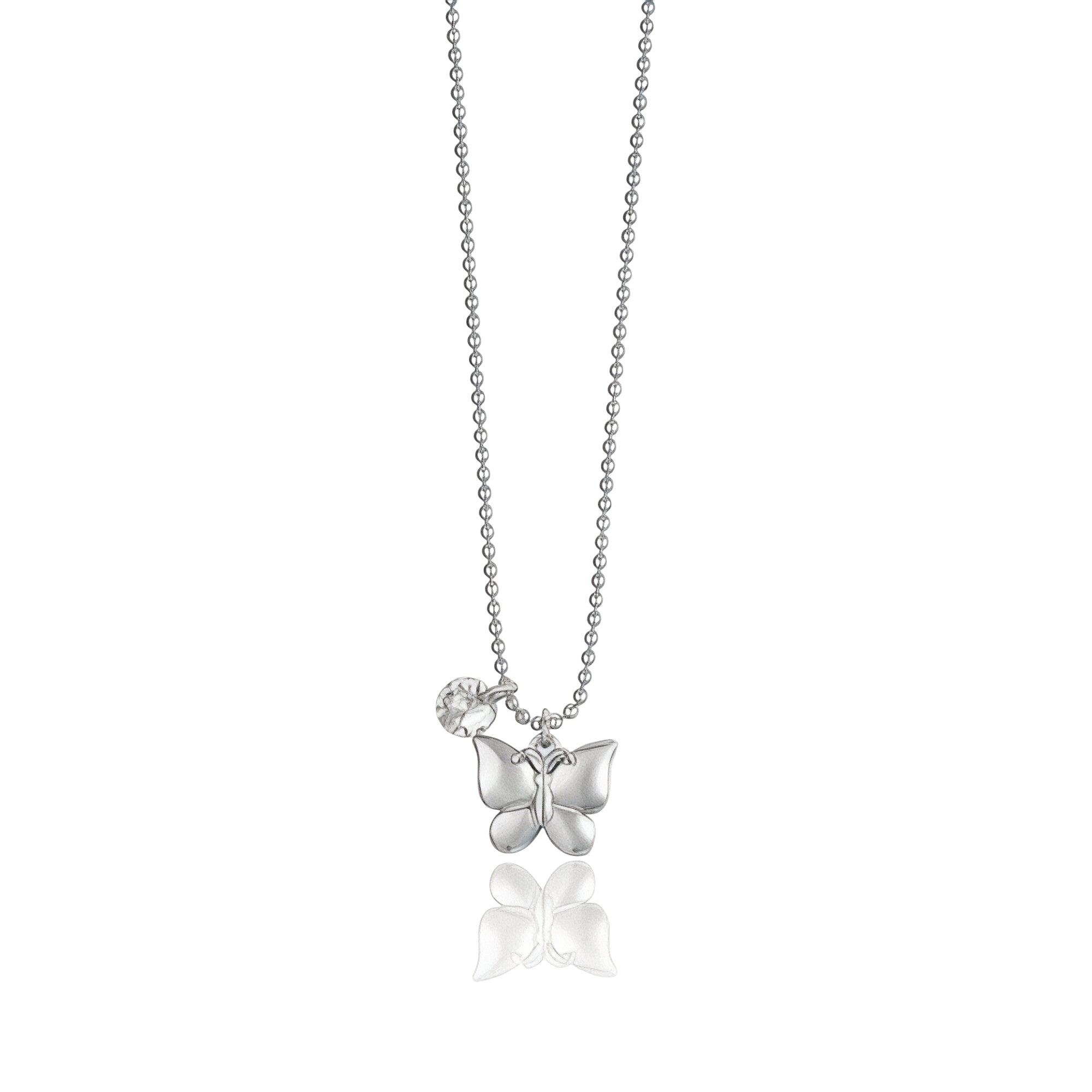 Luca Barra Women's Steel Butterfly & Zircon Necklace