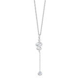 Silver-toned steel necklace with a stylised snake pendant and a clear white crystal drop.