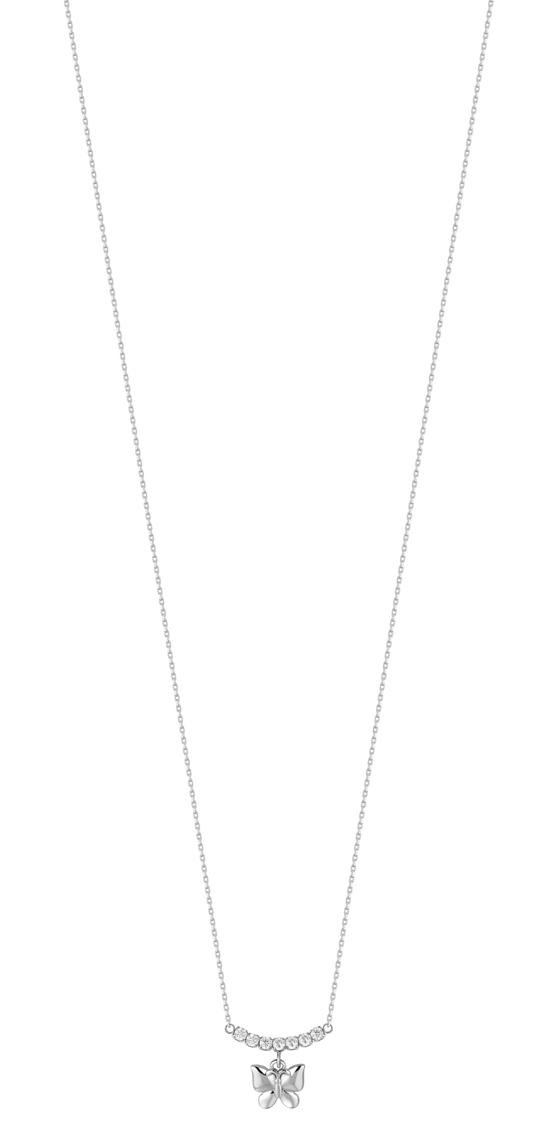 Luca Barra Women's Steel Necklace with Zircon Butterfly Pendant