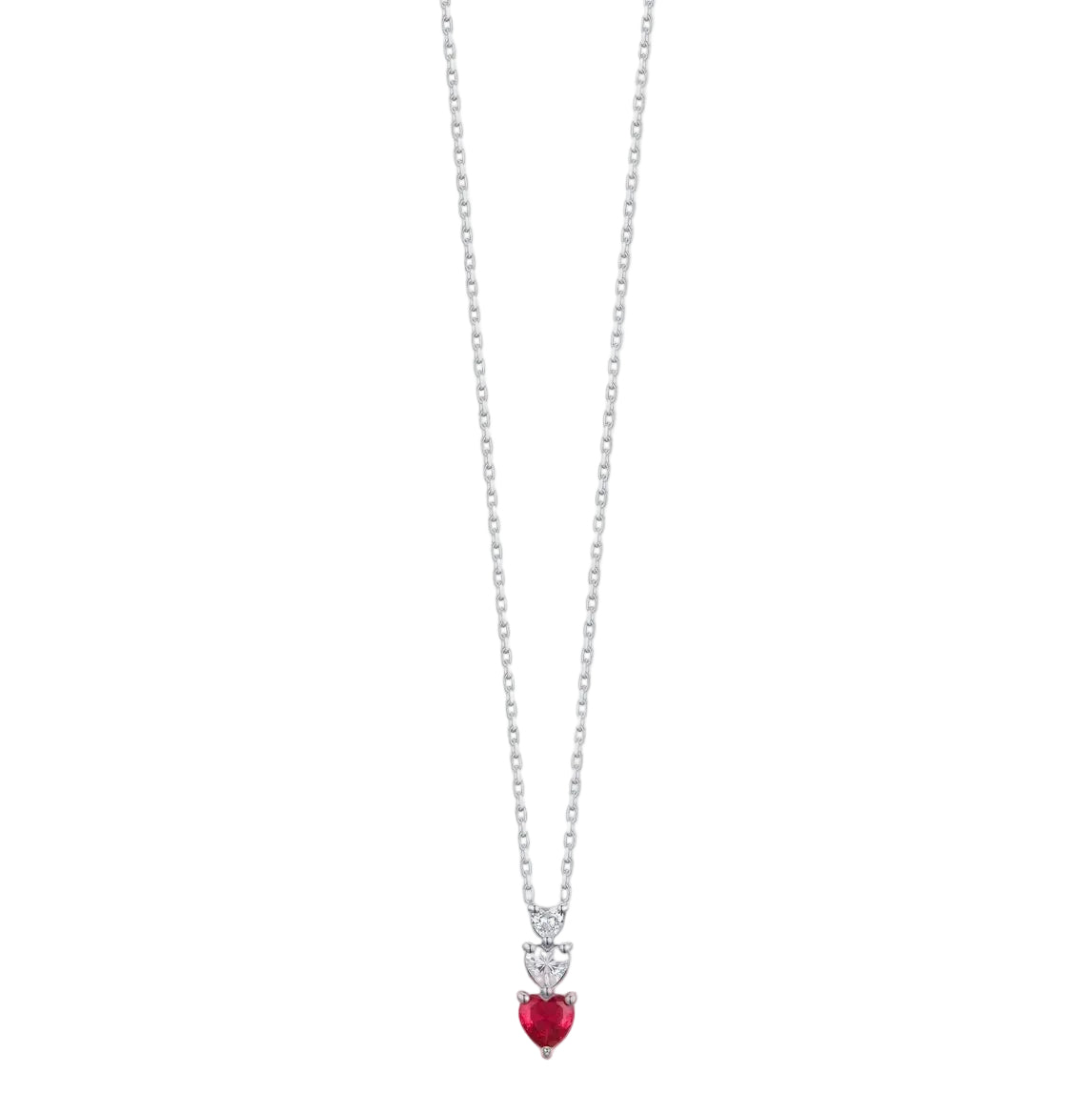 Luca Barra Women's Steel Necklace with Zircon Heart Pendant