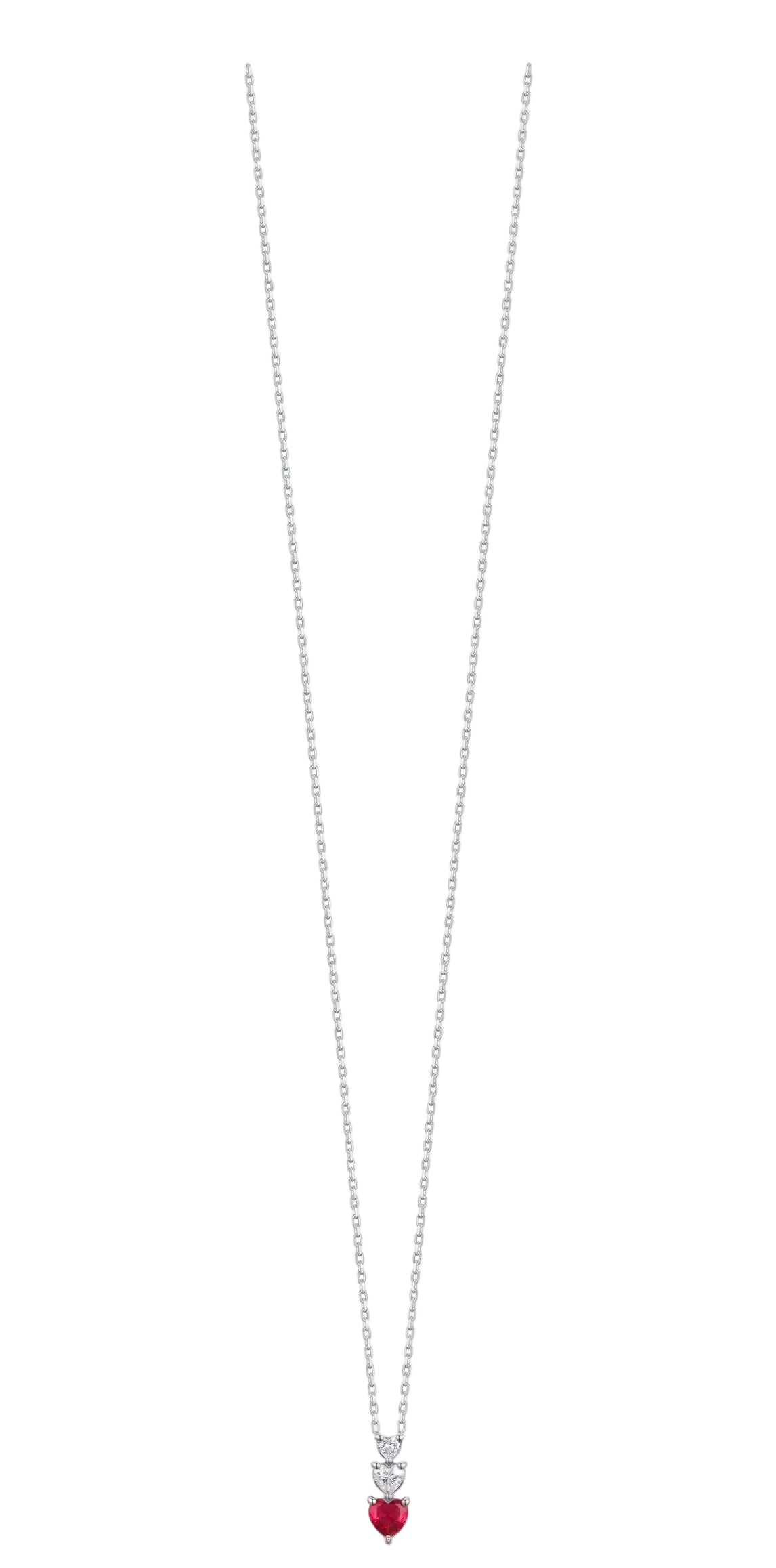 Luca Barra Women's Steel Necklace with Zircon Heart Pendant