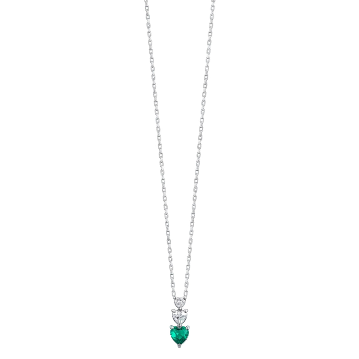 Luca Barra Women's Steel Necklace with Zircon Heart Pendant