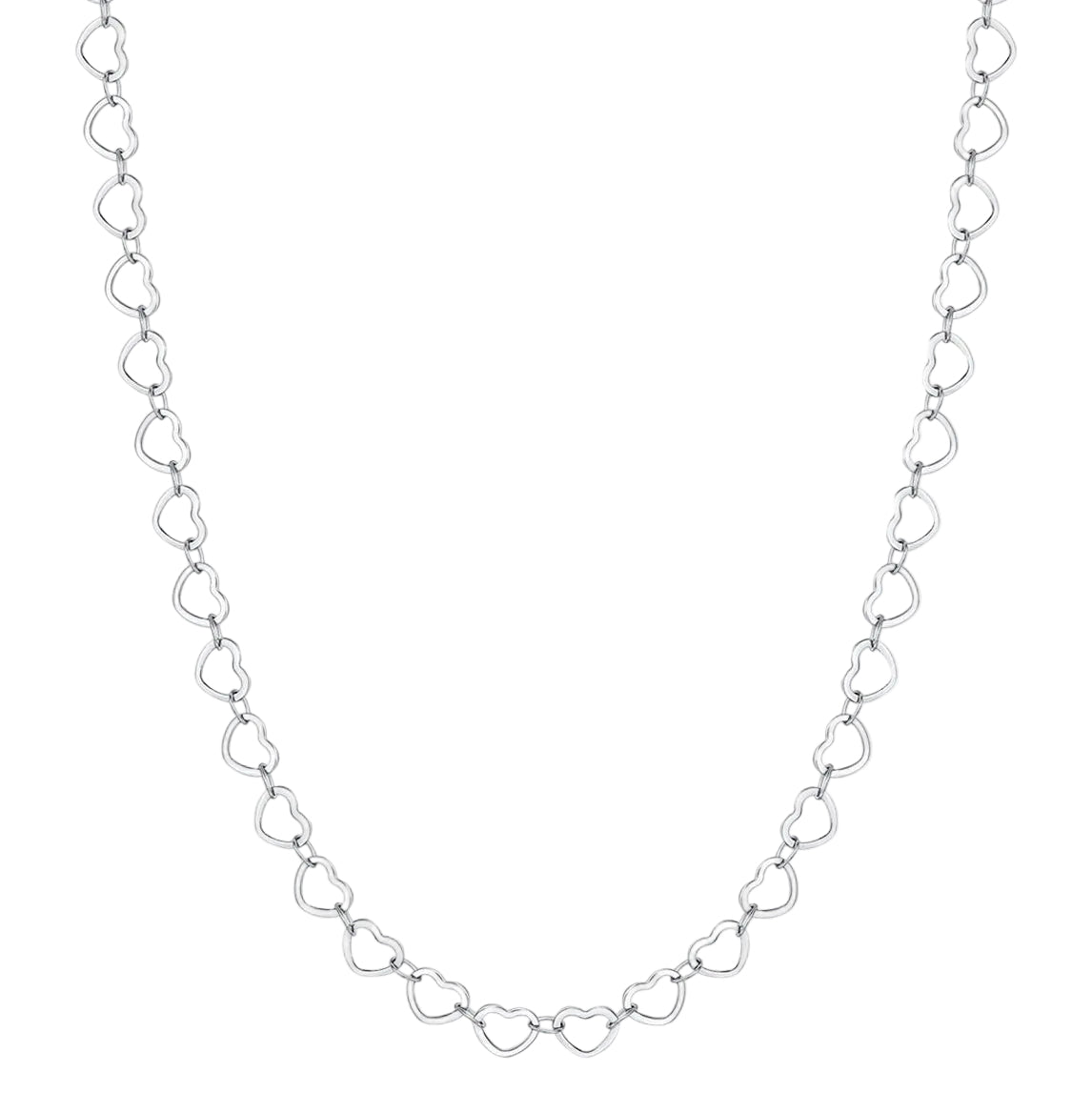 Luca Barra Women's Steel Heart Link Necklace