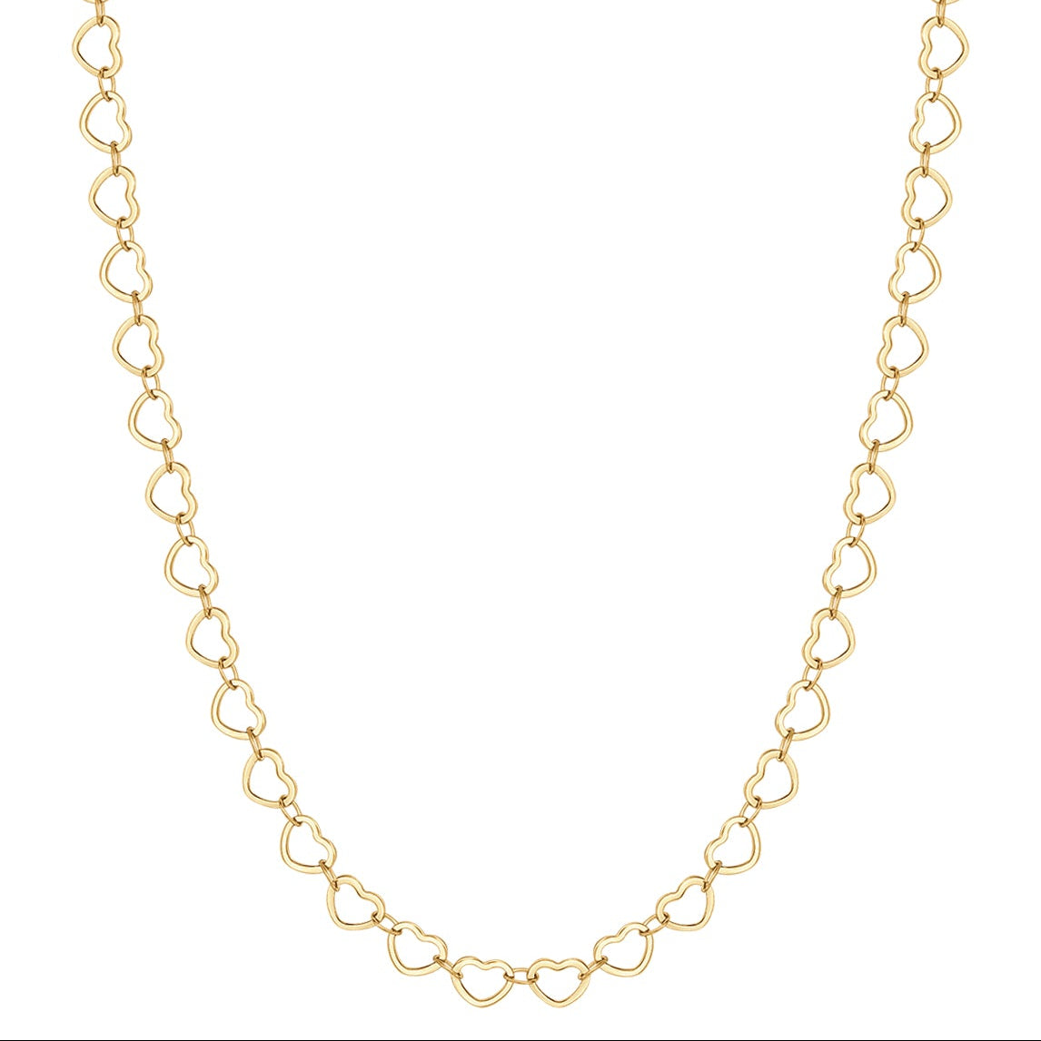 Luca Barra Women's Steel Heart Link Chain Necklace