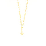 Gold-toned link chain necklace with a small, polished five-pointed star pendant hanging from the centre.