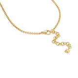 Gold-toned necklace with a fine rolo chain, lobster clasp, and an extender chain with larger links and an 'S' initial charm.