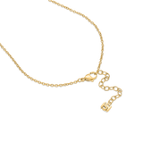 Gold-toned chain necklace with a lobster clasp, extender chain, and a small 'JS' initial charm at the end.