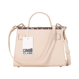 Cavalli Class Women's Beige and Leopard print Top Handle Handbag