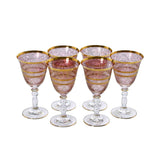 Combi Pink & Gold Patterned Water Goblet Set (Set of 6)