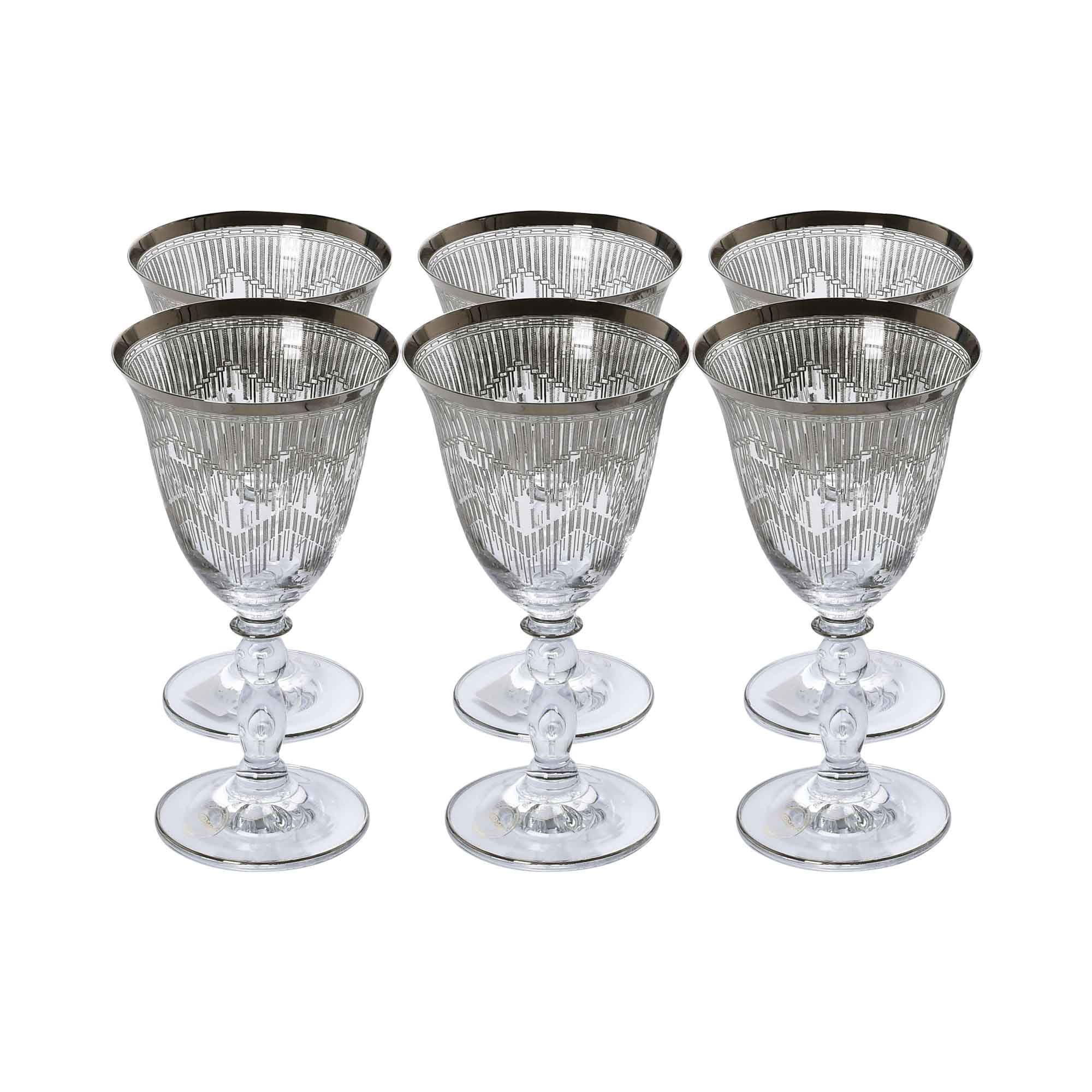 Combi Silver Patterned Water Goblet Set (Set of 6) | Drinkware | Home and Furniture Home | Home and Furniture Home Drinkware | Water Glass