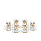 Combi Gold Floral Glass Tea Cup Set with Saucers (Set of 6)