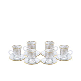 Combi Gold Sunburst Glass Tea Cup Set with Saucers (Set of 6)