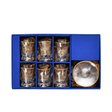 Combi Gold Sunburst Glass Tea Cup Set with Saucers (Set of 6)