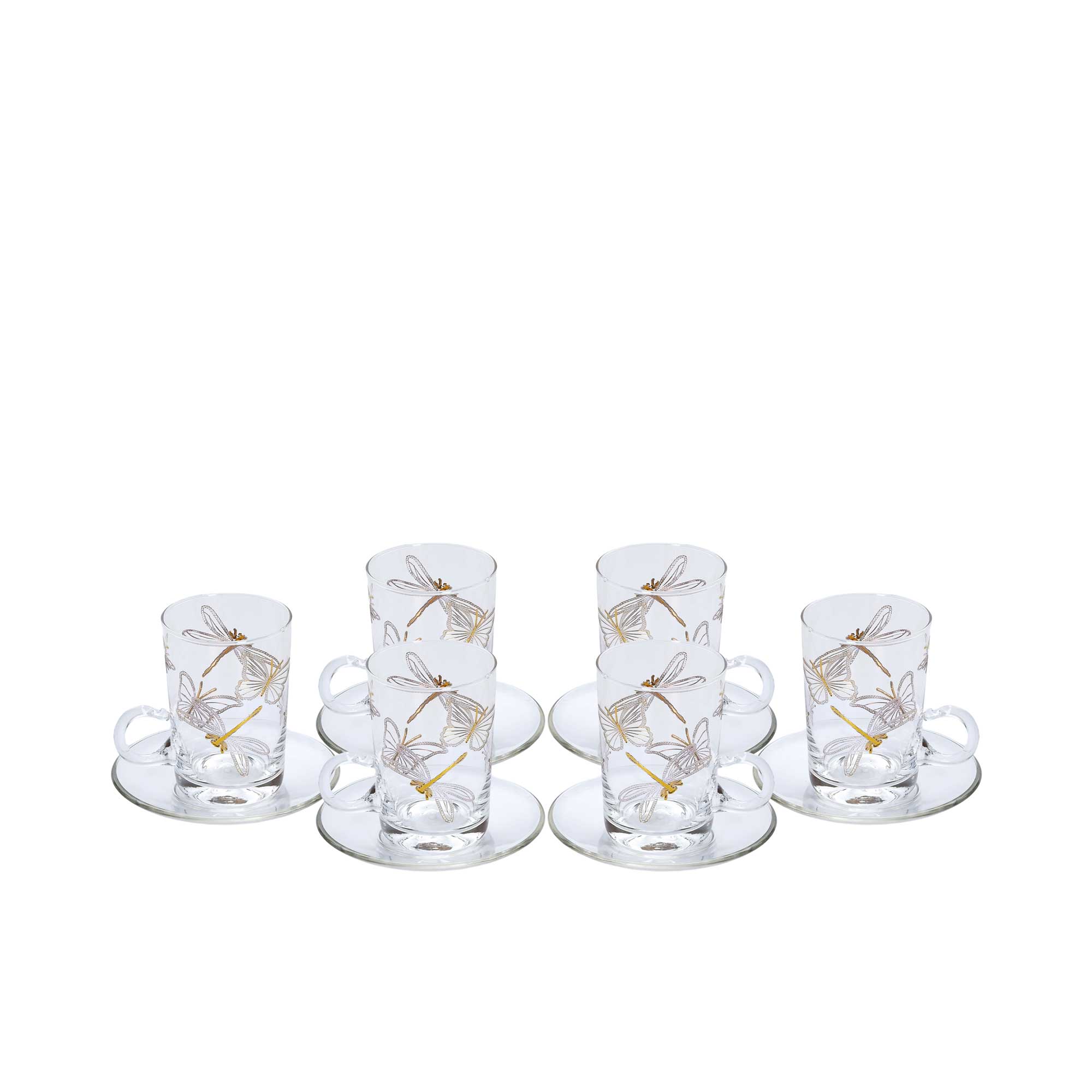 Combi Dragonfly Motif & Gold Trim Tea Cup Set (Set of 6) | Drinkware | Home and Furniture Home | Home and Furniture Home Drinkware | Tea Cup & Saucer | Tea Cup & Saucer Set | Tea Cups