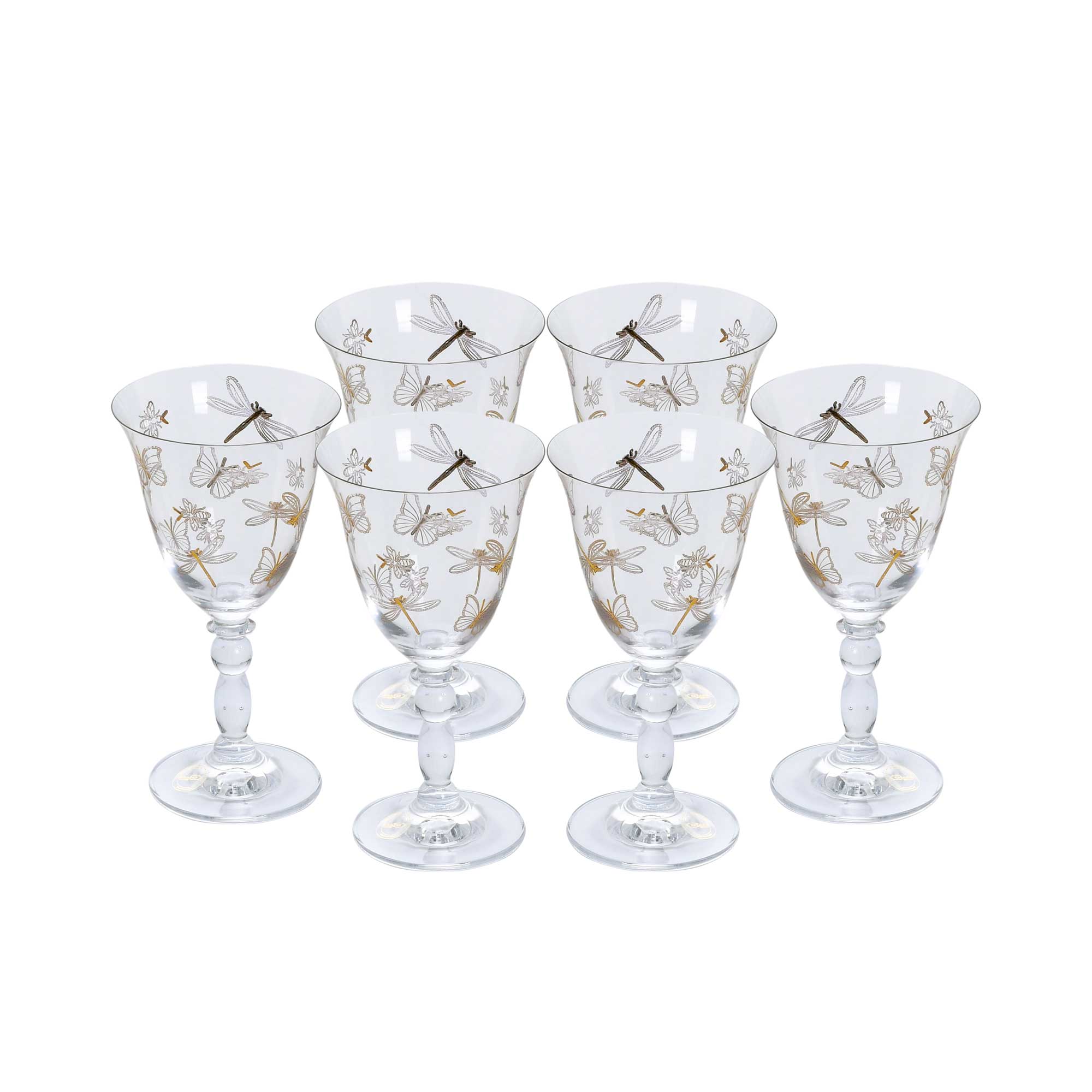 Combi Gold Geometric Pattern Water Goblet Set (Set of 6) | Drinkware | Home and Furniture Home | Home and Furniture Home Drinkware | Water Glass