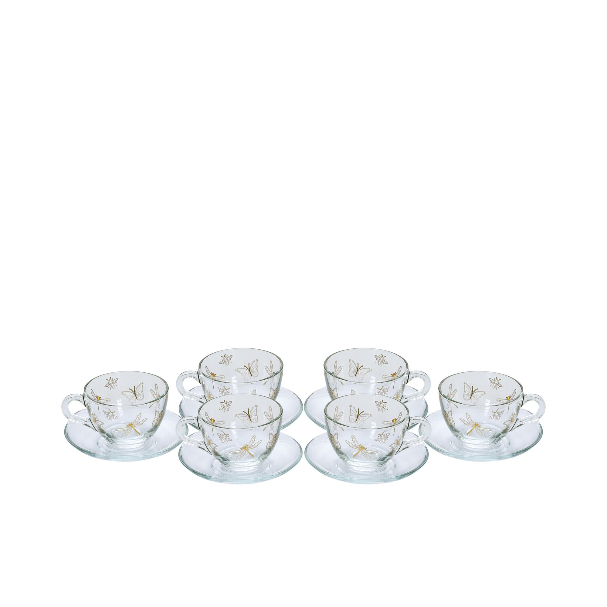 Combi Dragonfly & Butterfly Motif Cappuccino Cup Set (Set of 6) | Coffee Cup | Coffee Cup & Saucer | Coffee Cup & Saucer Set | Drinkware | Home and Furniture Home | Home and Furniture Home Drinkware