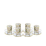Combi Golden Interlocking Pattern Glass Tea Cup Set with Saucers (Set of 6)