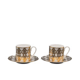 Roberto Cavalli Monogram Gold Luxury box Set 2 Pcs Coffee Cup Saucer