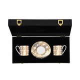 Roberto Cavalli Monogram Gold Luxury box Set 2 Pcs Coffee Cup Saucer