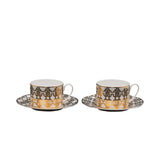 Roberto Cavalli Monogram Gold Luxury box Set 2 Pcs Tea Cup  Saucer
