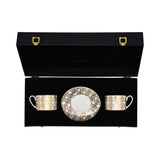 Roberto Cavalli Monogram Gold Luxury box Set 2 Pcs Tea Cup  Saucer