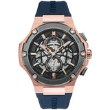 Cerruti 1881 Lucardo Gents Black Dial Gun Rose Gold Case Blue Silicon Strap Watch