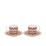 Missoni Home Ceramic Luxury Set of 2 Saucers & Coffee Cups
